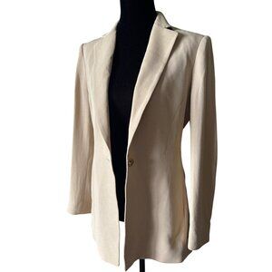 Vtg Georgiou Studio Womens Beige Blazer Jacket Size S 60% Viscose 40% Wool